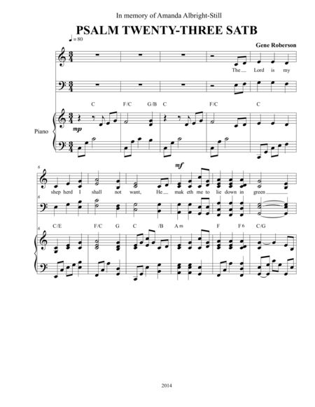 Psalm Twenty Three Sheet Music