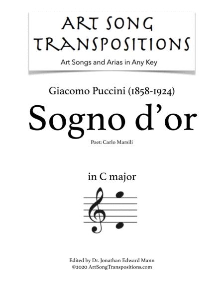 Puccini Sogno D Or Transposed To C Major Sheet Music