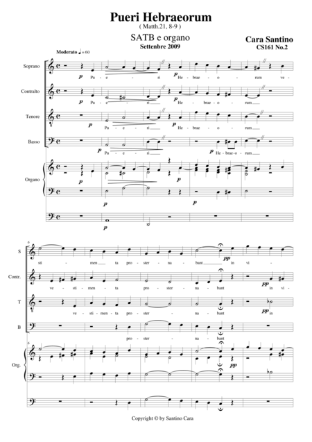 Pueri Hebraeorum Vhoir Satb And Organ Sheet Music