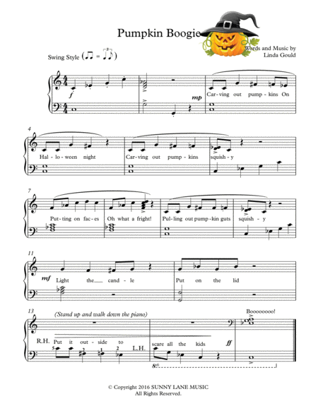 Free Sheet Music Pumpkin Boogie Easy Beginner Piano