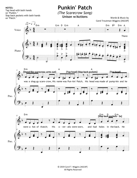 Free Sheet Music Punkin Patch The Scarecrow Song