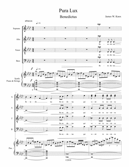 Pura Lux Mass Benedictus Sheet Music