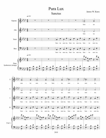 Pura Lux Mass Sanctus Sheet Music