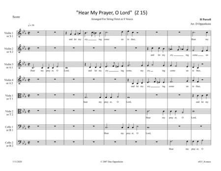 Purcell Hear My Prayer O Lord Z 15 Arr For String Octet Or 8 Voices Sheet Music