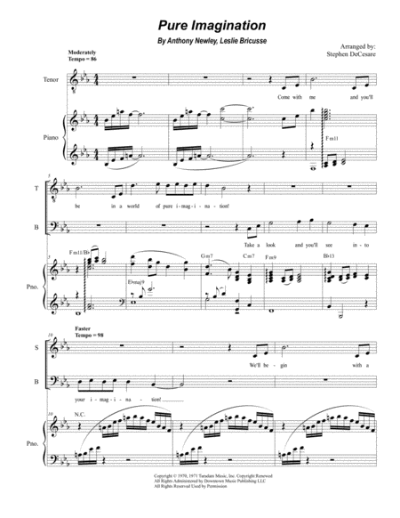 Free Sheet Music Pure Imagination For Satb