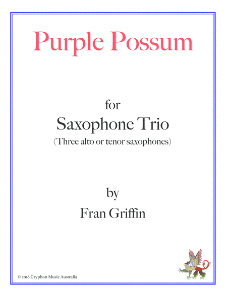Free Sheet Music Purple Possum For Saxophone Trio