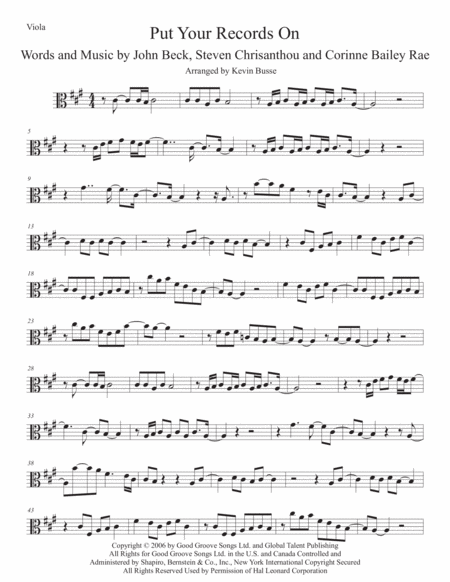 Free Sheet Music Put Your Records On Original Key Viola