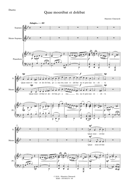 Free Sheet Music Quae Morebat Et Dolebat