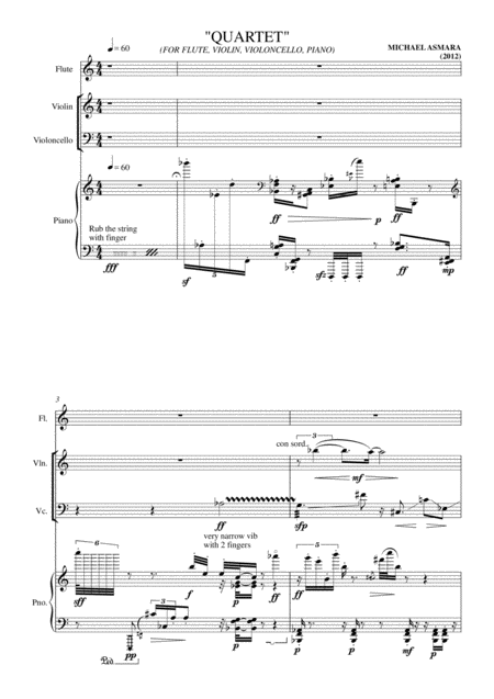 Quartet For Flute Violin Violoncello And Piano Sheet Music