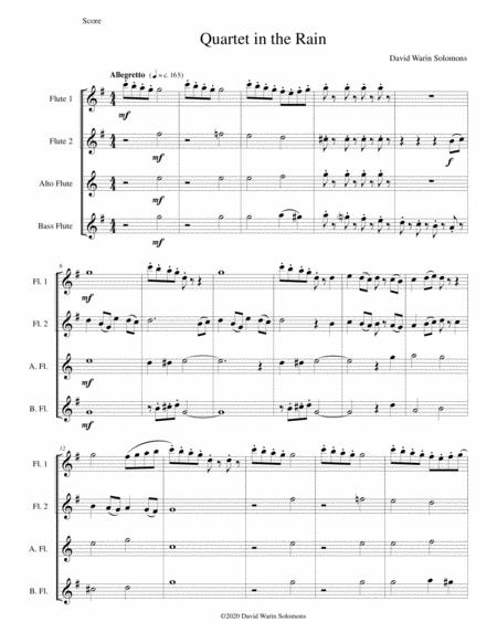 Free Sheet Music Quartet In The Rain For Flute Quartet With Alto And Bass