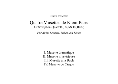 Free Sheet Music Quatre Musettes De Klein Paris For Saxophone Quartet Satb