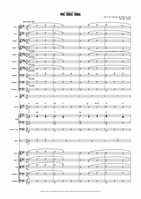 Que Sera Sera Whatever Will Be Will Be Vocal With Big Band And Optional Strings Or Small Pops Orchestra Key Of A Sheet Music