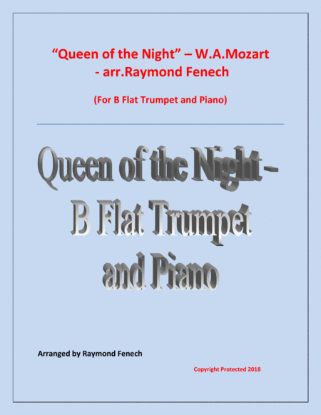 Free Sheet Music Queen Of The Night From The Magic Flute B Flat Trumpet And Piano