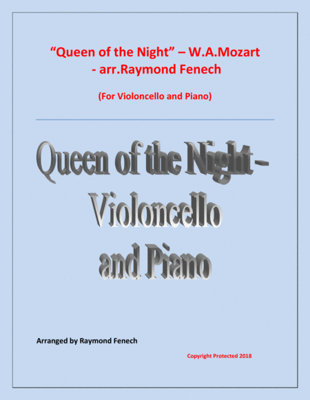 Queen Of The Night From The Magic Flute Cello And Piano Sheet Music