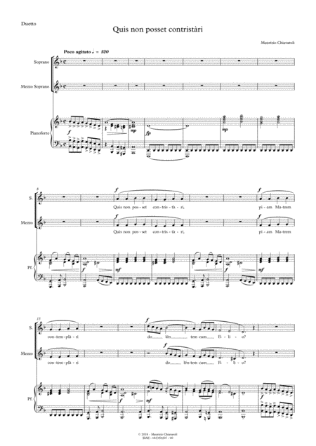 Qui Non Posset Contristari Sheet Music