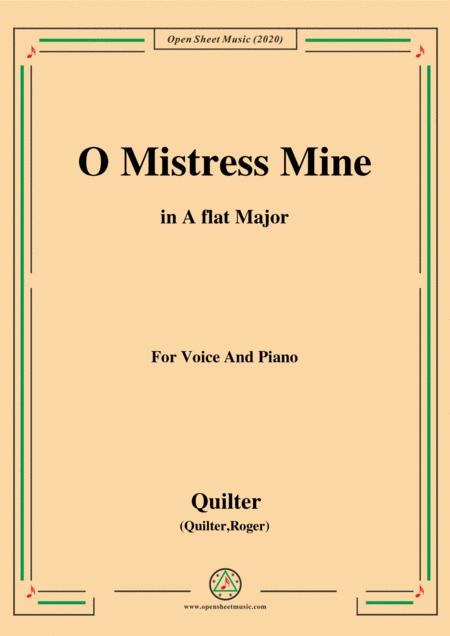Free Sheet Music Quilter O Mistress Mine In A Flat Major For Voice And Piano