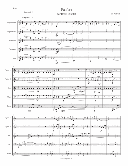 Free Sheet Music Quintet For Brass Instruments