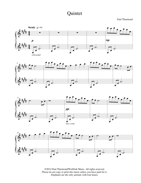 Quintet For Solo Piano Sheet Music