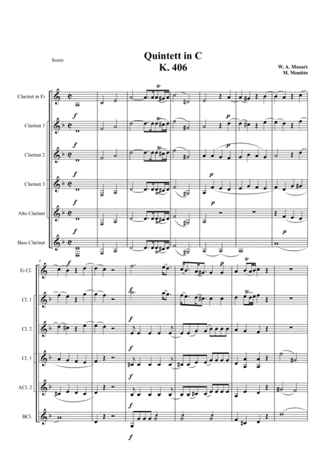 Quintet K 406 Sheet Music