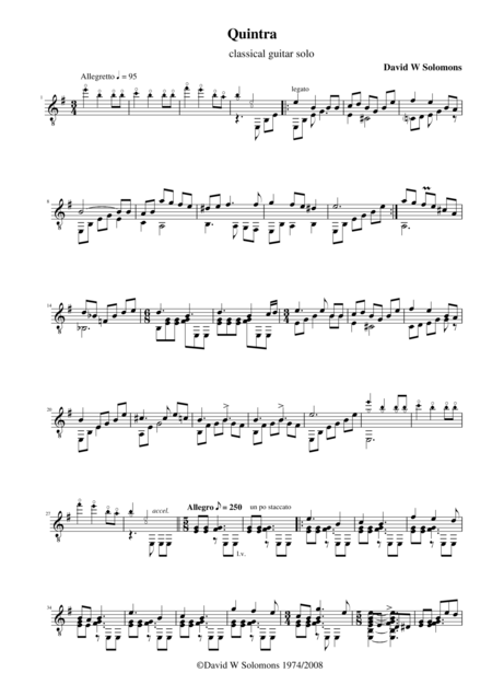 Quintra For Guitar Solo Sheet Music