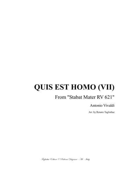 Free Sheet Music Quis Est Homo Vii From Stabat Mater Rv 621 For Alto And Organ 3 Staff