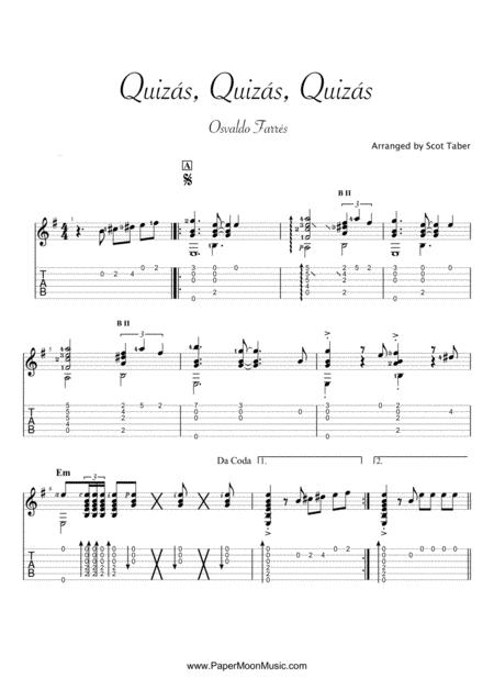 Quizs Quizs Quizs For Solo Guitar Sheet Music