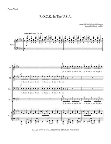 Free Sheet Music R O C K In The Us A