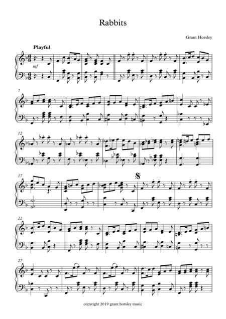 Rabbits Piano Music For Characters And Animals Sheet Music