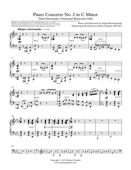 Free Sheet Music Rachmaninoff Piano Concerto No 2 In C Minor Movement 3 Accompaniment Orchestral Reduction Only