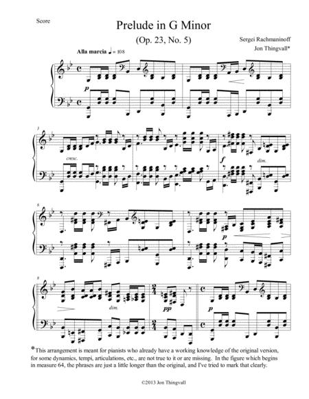 Free Sheet Music Rachmaninoff Prelude In G Minor Op 23 No 5 With Embellishments