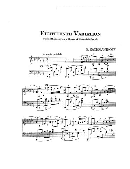 Rachmaninoff Rhapsody On A Theme Of Paganini Original Piano Solo Sheet Music