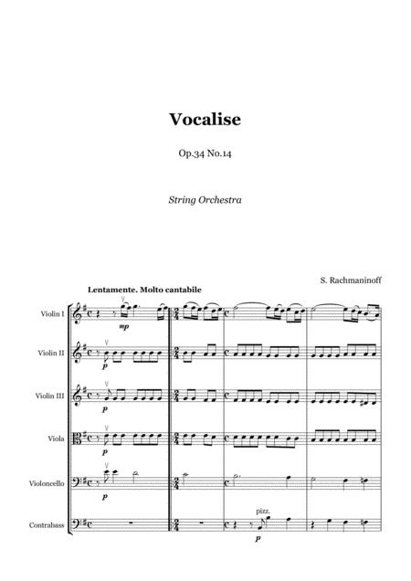 Rachmaninoff Vocalise String Orchestra Score And Parts Sheet Music