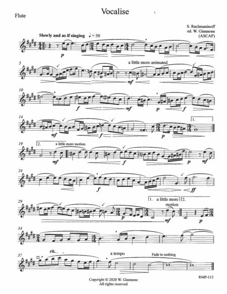 Rachmaninoff Vocalise Sheet Music