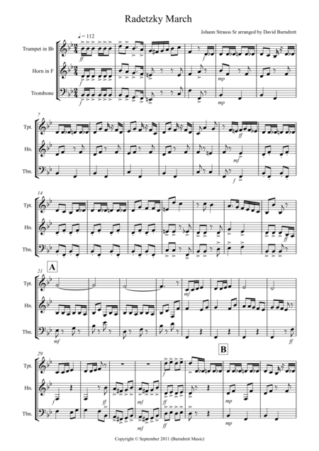 Radetzky March For Brass Trio Sheet Music