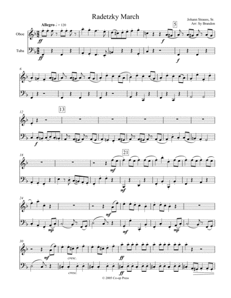 Radetzky March For Oboe And Tuba Sheet Music