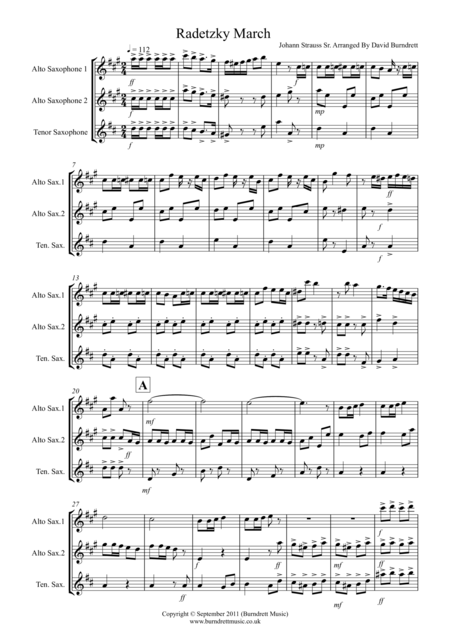 Radetzky March For Saxophone Trio Sheet Music