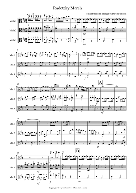 Radetzky March For Viola Trio Sheet Music