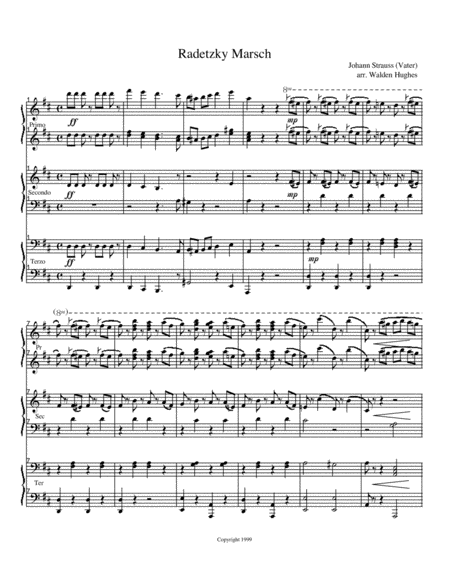 Free Sheet Music Radetzky March Sextet 2 Pianos 12 Hands