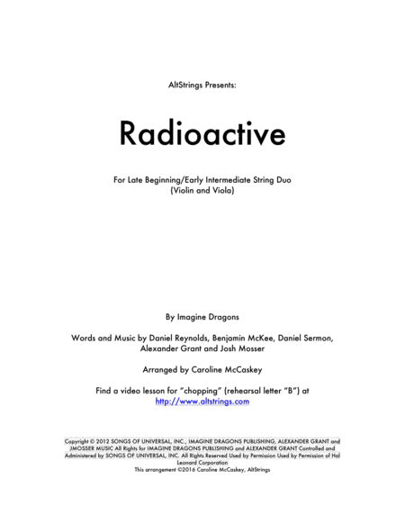 Free Sheet Music Radioactive Violin And Viola Duet