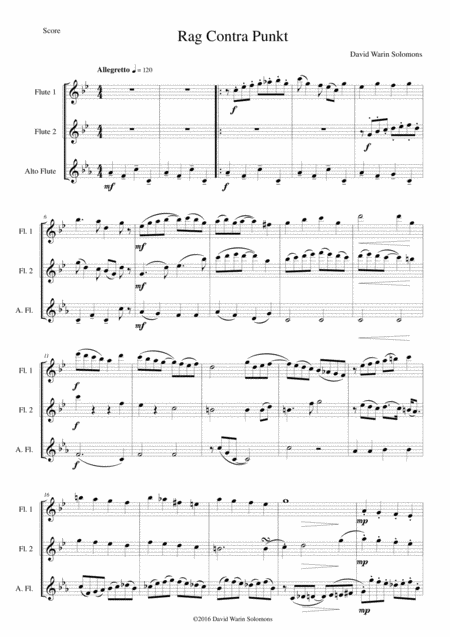 Rag Contra Punkt For Flute Trio Sheet Music