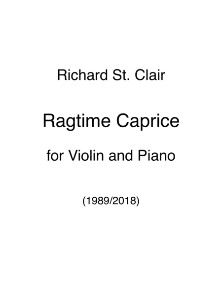 Ragtime Caprice For Violin And Piano 1989 Sheet Music