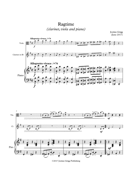 Ragtime Clarinet Viola And Piano Sheet Music