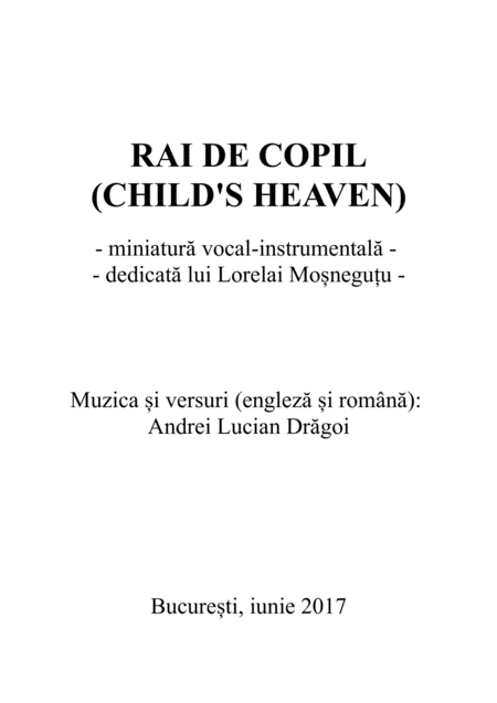 Rai De Copil Childs Heaven Sheet Music