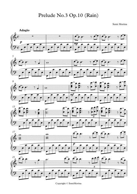 Free Sheet Music Rain Semi Morina Emotional Piano