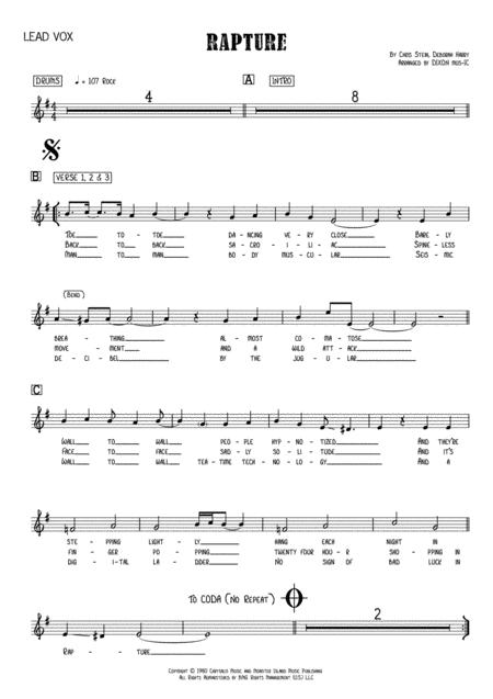 Free Sheet Music Rapture Blondie Vox Rhythm Horns