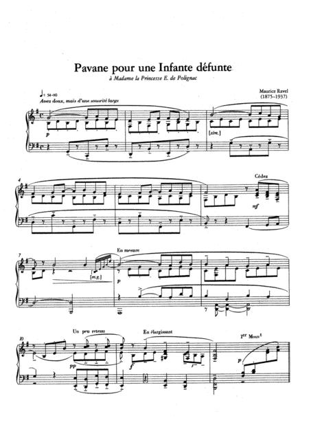 Ravel Pavane Pour Une Infante Dfunte In G Major M 19 Original Version Sheet Music