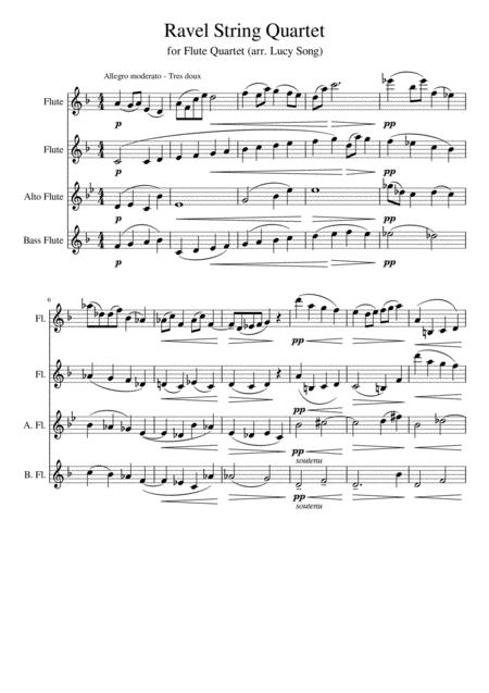 Free Sheet Music Ravel String Quartet For Flute Quartet 1 Allegro Moderato