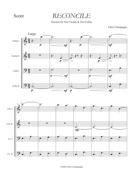 Reconcile Version For Two Violins Two Cello Sheet Music