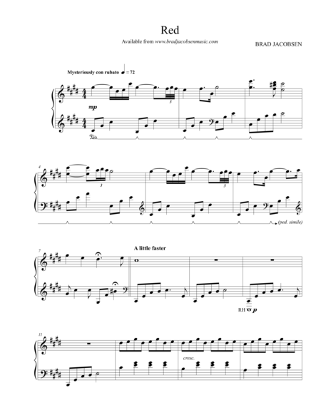 Free Sheet Music Red By Brad Jacobsen