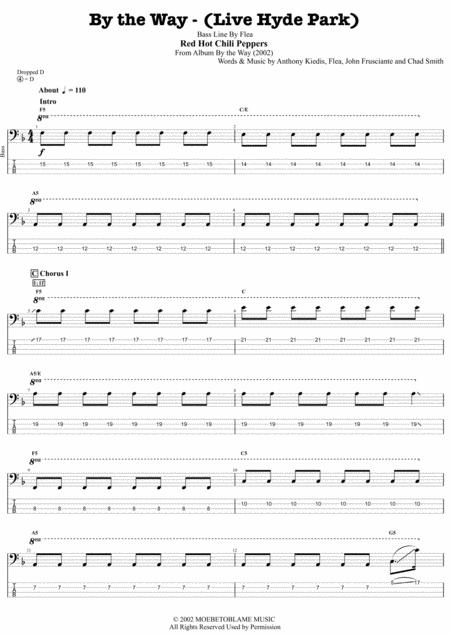 Red Hot Chili Peppers By The Way Live Hyde Park Whit Complete Outro Only Perfect Bass Transcription Complete Sheet Music